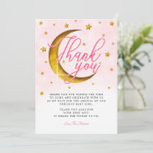 Over het Moon Pink Gold Baby shower Hartelijk dank Kaart (Staand voorkant)