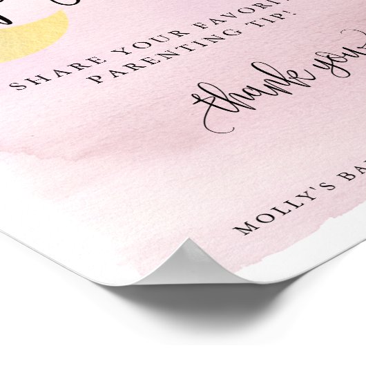 Over het Moon Pink Ouderschap Tip Jar-beeldscherm Poster (Hoek)