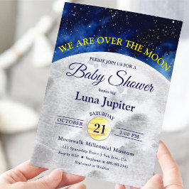 Over het Moon Space Baby shower Kaart
