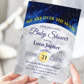 Over het Moon Space Baby shower Kaart
