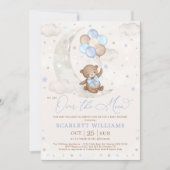 Over het Moon Teddy Bear-Baby shower Kaart (Voorkant)