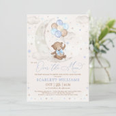 Over het Moon Teddy Bear-Baby shower Kaart (Staand voorkant)