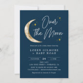 Over het Moon Theme Indigo Baby shower Kaart (Voorkant)