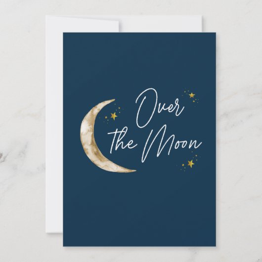 Over het Moon Theme Indigo Baby shower Kaart (Achterkant)