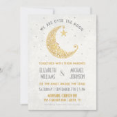 Over het Moon Wedding Invitation Gold Kaart (Voorkant)