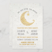Over het Moon Wedding Invitation Gold Kaart (Voorkant / Achterkant)