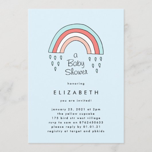 Over het Rainbow Boy Blue Baby shower Kaart (Voorkant)