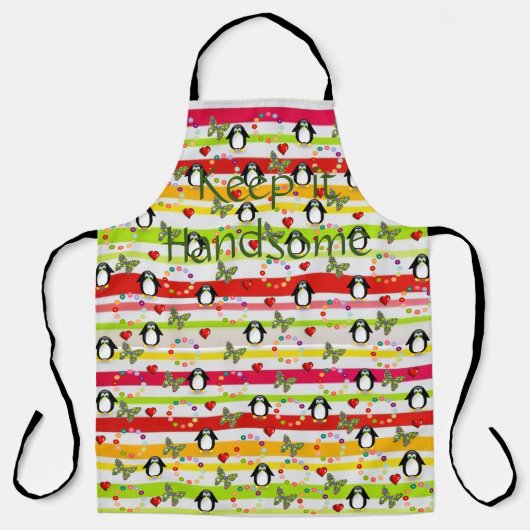 Over het Schort Afdrukken Houd het handig pinguïn (Voorkant)