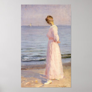 over het strand in skagen poster