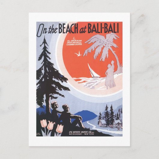 Over het strand op Bali Bali Songbook Hoesje Briefkaart (Voorkant)