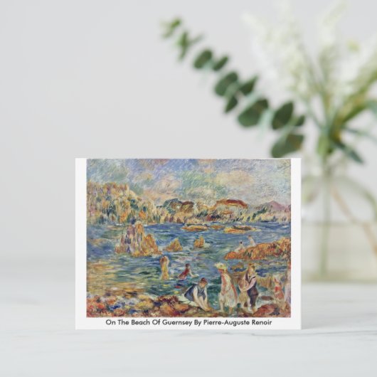 over het strand van Guernsey door Pierre-Auguste R Briefkaart (Staand voorkant)