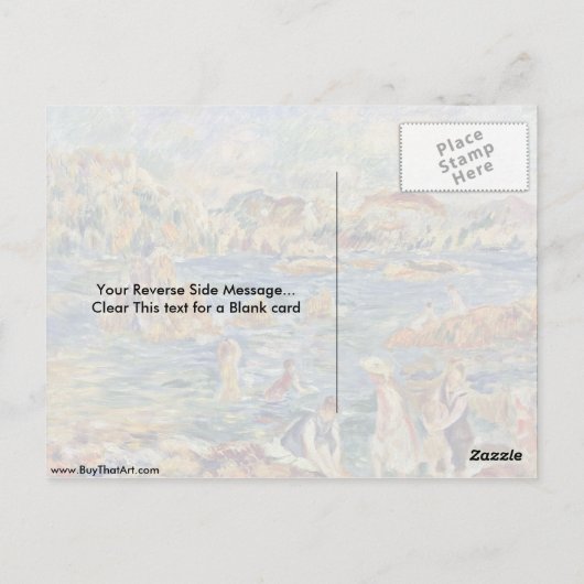 over het strand van Guernsey door Pierre-Auguste R Briefkaart (Achterkant)