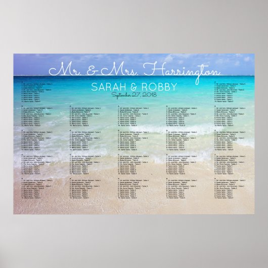 Over het Zee Horizon Wedding Seating Chart Poster (Voorkant)