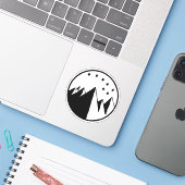 Over Hill Over Dale - B&W Sticker (Laptop met iPhone)