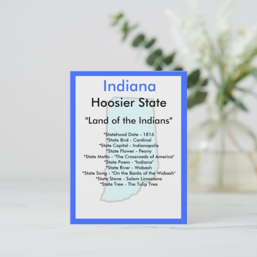 Over Indiana Briefkaart (Staand voorkant)