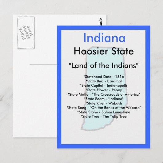 Over Indiana Briefkaart (Voorkant / Achterkant)