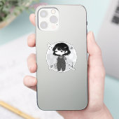 Over It Round Aesthetic Chibi Girl Illustration Sticker (Telefoon)