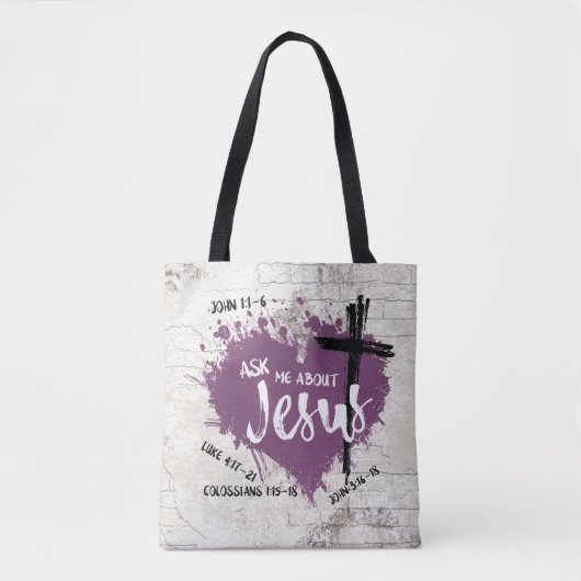 OVER JESUS Christelijk Scripture Gospel Graffiti Tote Bag (Voorkant)