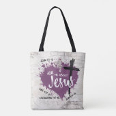 OVER JESUS Christelijk Scripture Gospel Graffiti Tote Bag (Achterkant)