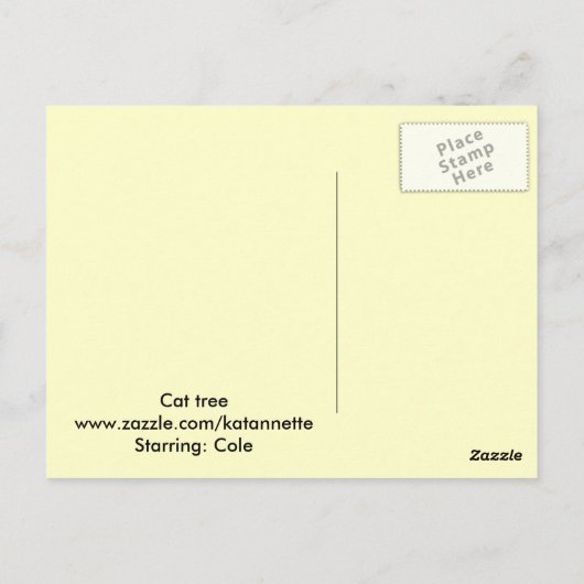 over kattenboom briefkaart (Achterkant)