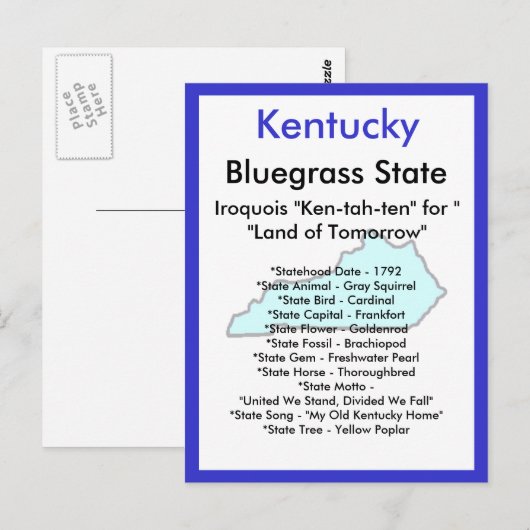 Over Kentucky Briefkaart (Voorkant / Achterkant)