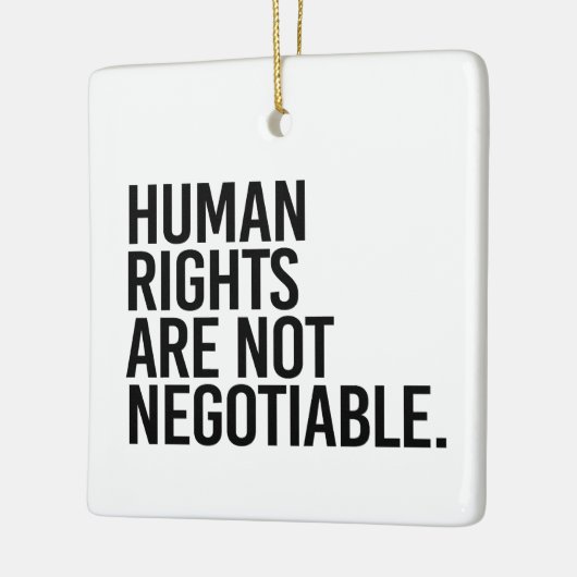 Over mensenrechten wordt niet onderhandeld keramisch ornament (Links)