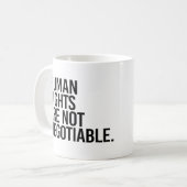 Over mensenrechten wordt niet onderhandeld koffiemok (Voorkant links)