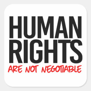 Over mensenrechten wordt niet onderhandeld vierkante sticker