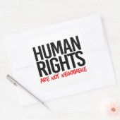 Over mensenrechten wordt niet onderhandeld vierkante sticker (Envelop)