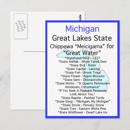 Over Michigan Briefkaart (Voorkant / Achterkant)