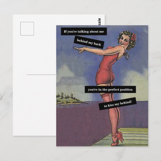 Over mij praten achter mijn achterste grappigheid briefkaart (Voorkant / Achterkant)