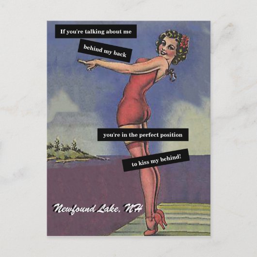 Over mij praten achter mijn achterste  grappigheid briefkaart (Voorkant)