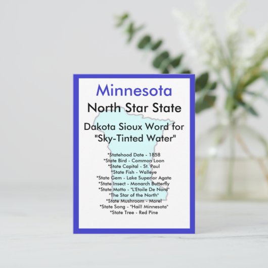 Over Minnesota Briefkaart (Staand voorkant)
