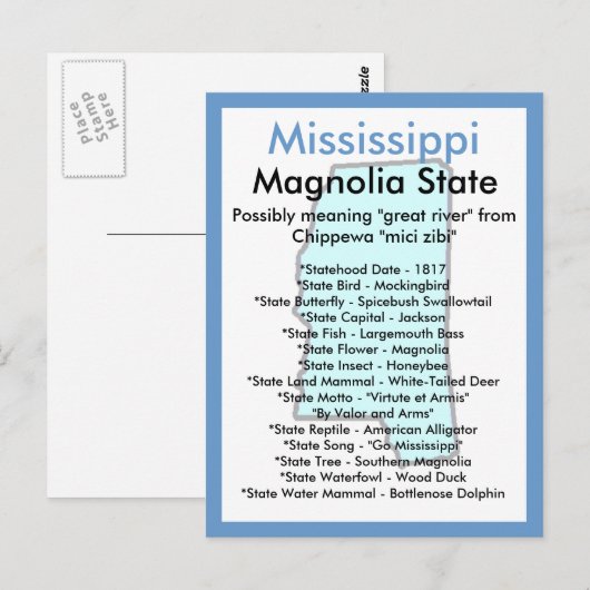 Over Mississippi Briefkaart (Voorkant / Achterkant)