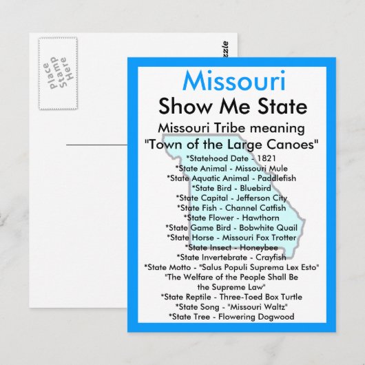 Over Missouri Briefkaart (Voorkant / Achterkant)