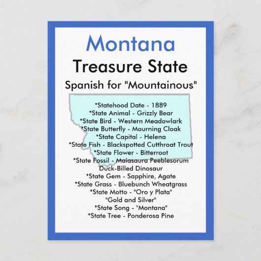 Over Montana Briefkaart (Voorkant)