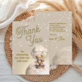 Over Moon Teddybeer Genderneutraal Baby shower Bedankkaart
