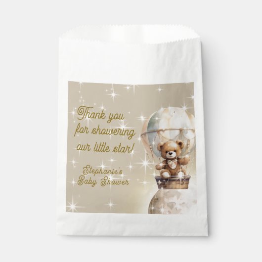 Over Moon Teddybeer Genderneutraal Baby shower Bedankzakje (Voorkant)