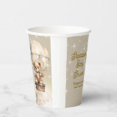 Over Moon Teddybeer Genderneutraal Baby shower Papieren Bekers (Rechts)