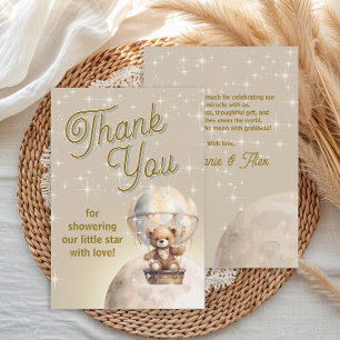 Over Moon Teddybeer Geslacht Neutrale Baby Shower Bedankkaart