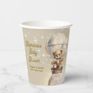 Over Moon Teddybeer Geslacht Neutrale Baby Shower Papieren Bekers