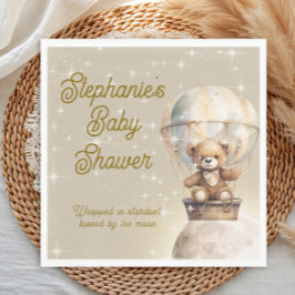 Over Moon Teddybeer Geslachtsneutrale Baby Shower Servet
