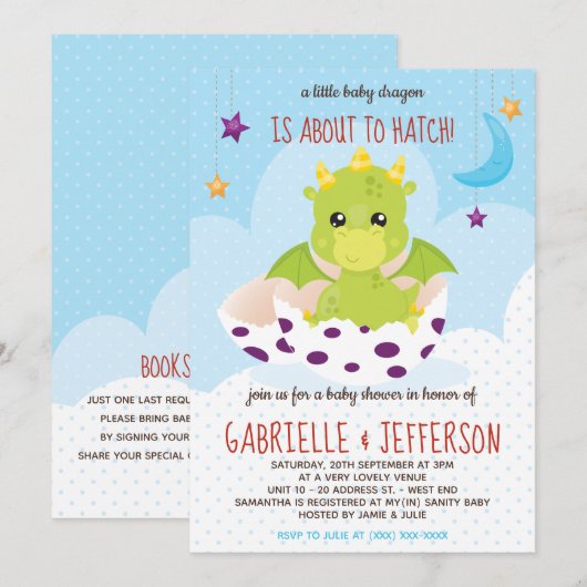 Over naar Hatch Dragon Baby shower Kaart (Voorkant / Achterkant)