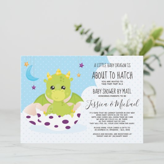 Over naar Hatch Dragon | Baby shower per post Kaart (Staand voorkant)