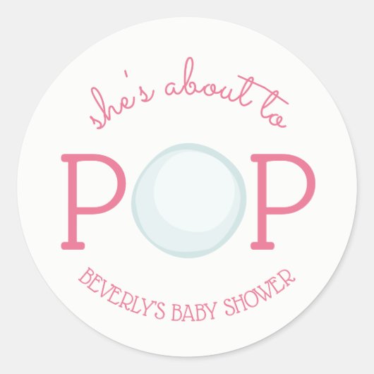 Over naar Pop Bubble Baby shower Sticker Pink (Voorkant)