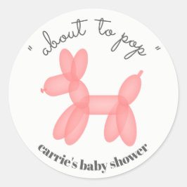 Over naar Pop roze ballondierlijk Baby shower Ronde Sticker