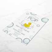 Over naar Pop Rubber Duck Bubbles Baby shower Folie Uitnodiging (Gedraaid)