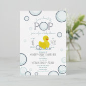 Over naar Pop Rubber Duck Bubbles Baby shower Folie Uitnodiging (Staand Voorkant)