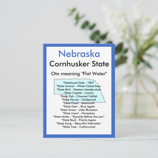 Over Nebraska Briefkaart (Staand voorkant)