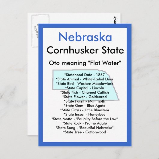 Over Nebraska Briefkaart (Voorkant / Achterkant)